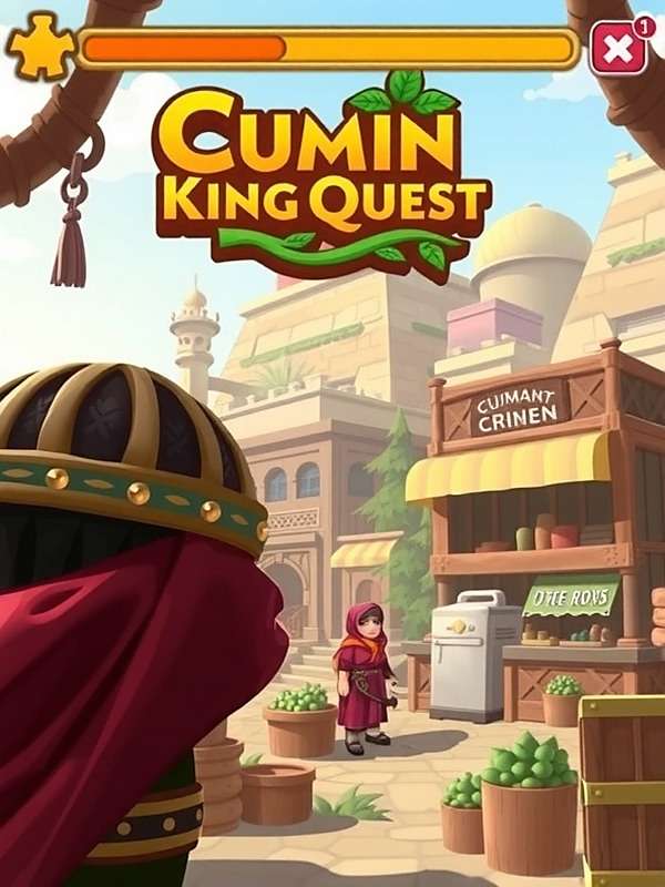 Cumin King Quest gameplay showing spice market